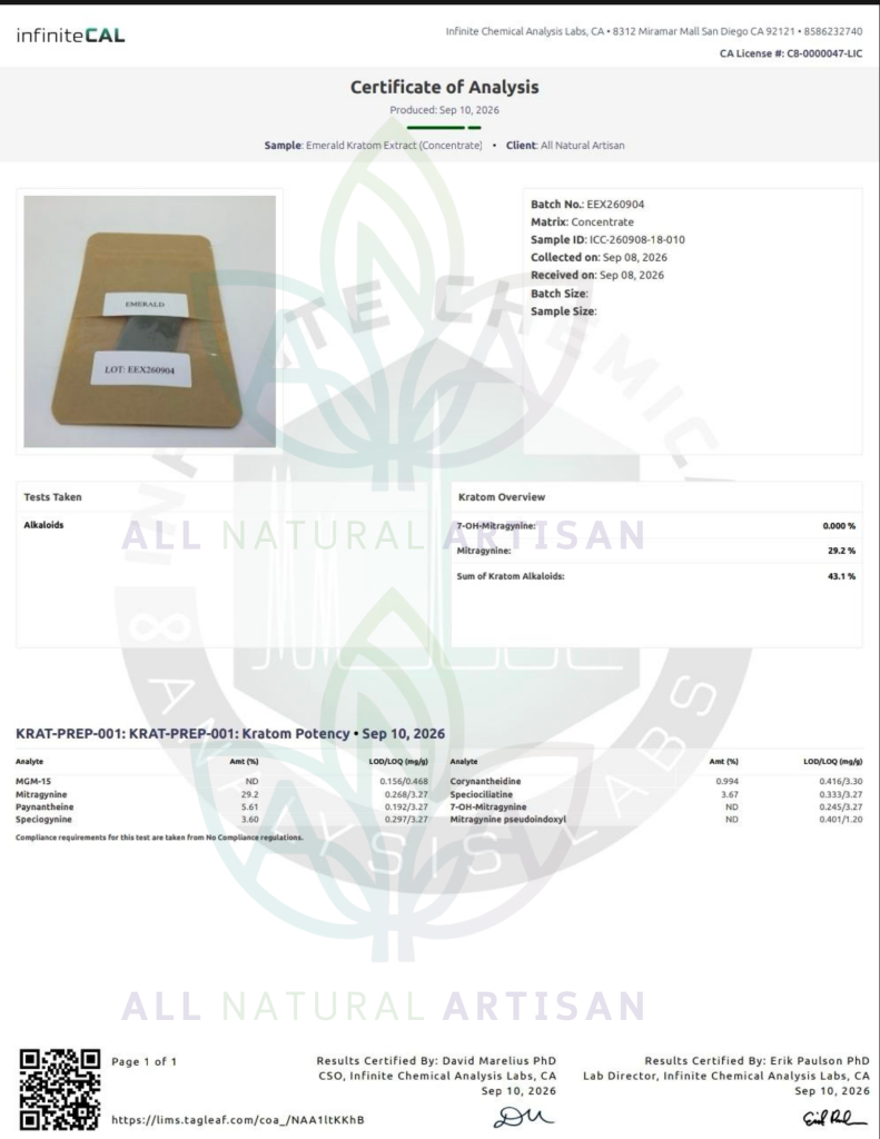 Emerald-Extract COA watermarked