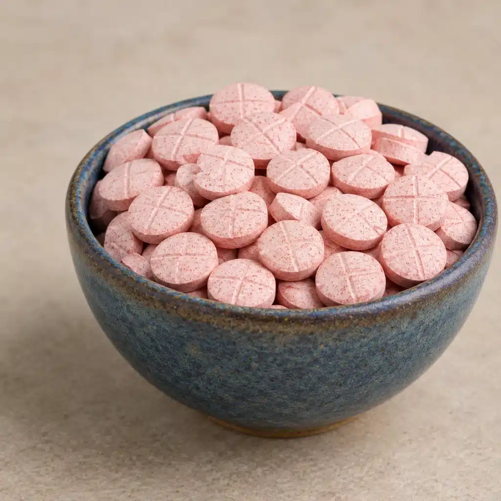 strawberry-shake-tablets in bowl