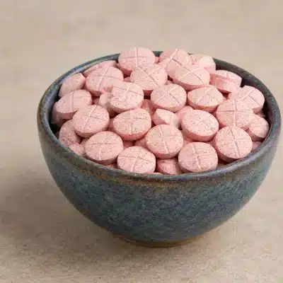 strawberry-shake-tablets in bowl